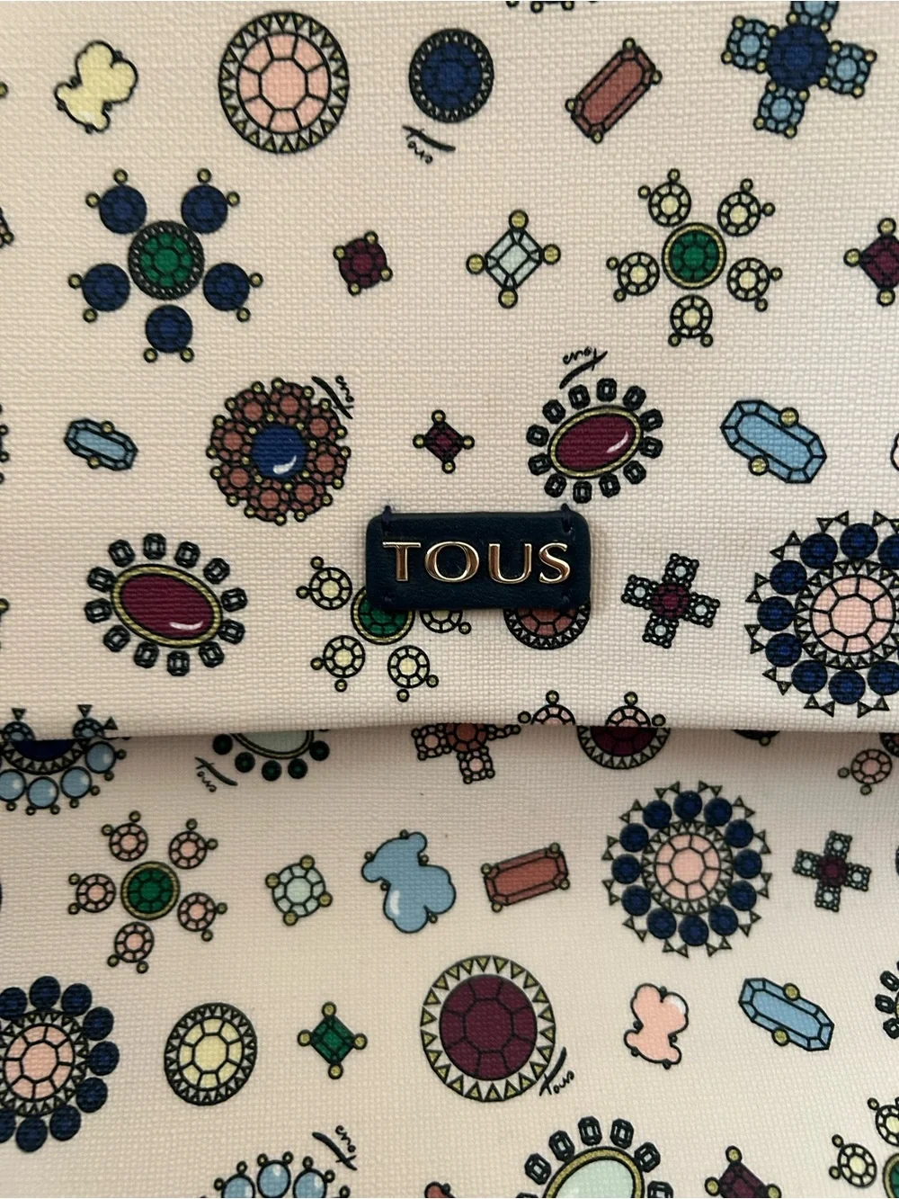 TOUS Pink Printed Backpack with Multicolor Jewel Motif